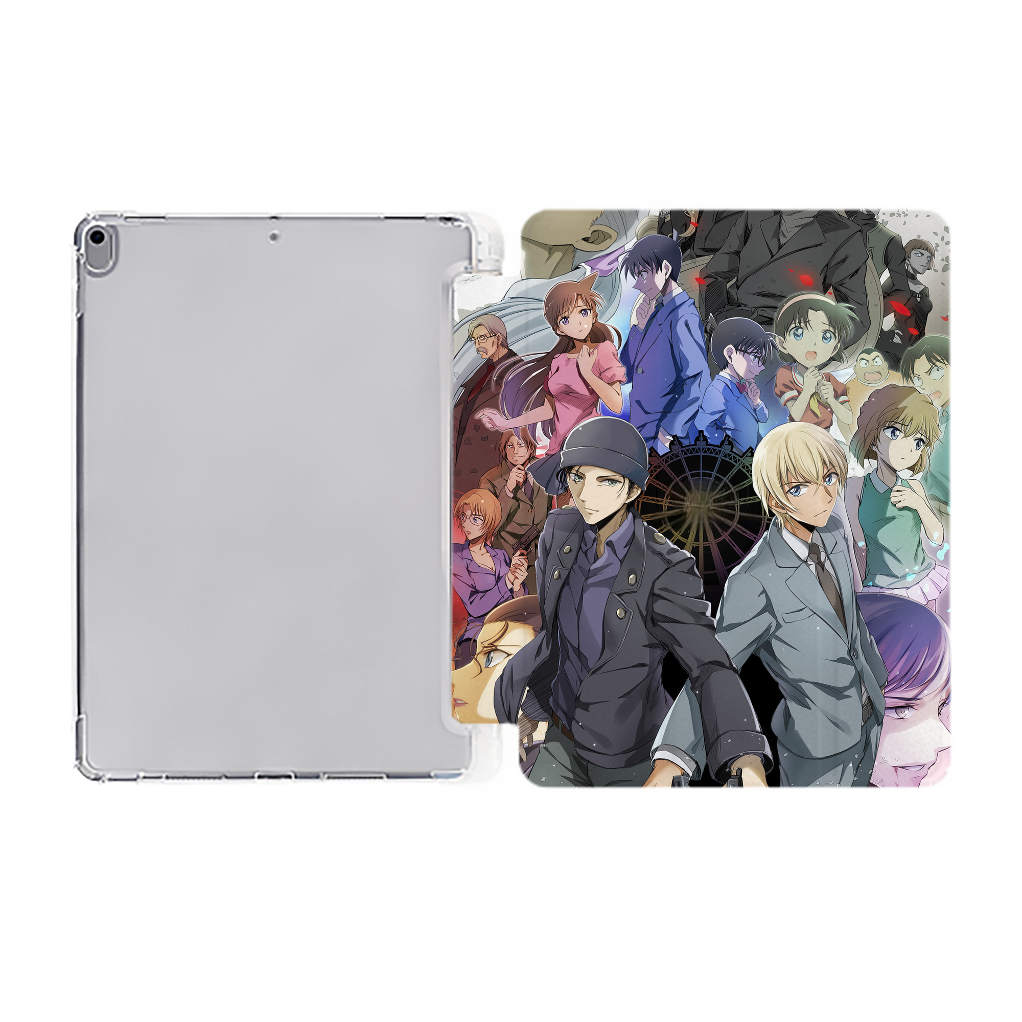 （画像用） 名探偵コナン Detective Conan IPad ケース ペン収納付き 三つ折りスタンド PUレザー×シリコン 対応機種9.5/10.5/10.9インチ